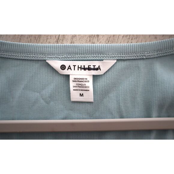 Athleta 415567-06 Women Sz M Seafoam Green Signature Rib Square Neck L/S Top - Picture 3 of 5